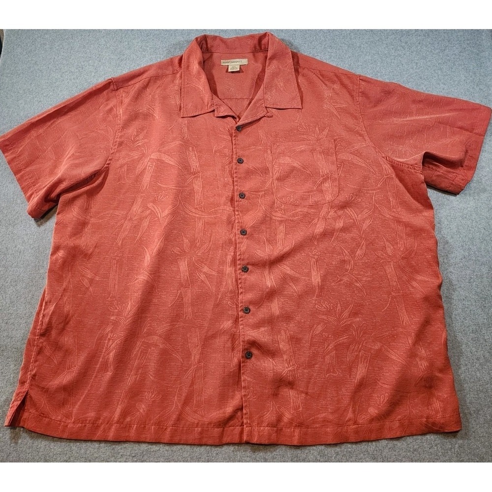 Island Passport Men's Orange/Coral Shirt, Size 3XL, Button Up, Short Sleeve